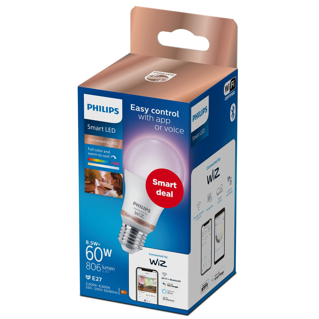 PHILIPS Lâmpada LED Conectada E27 Standard Branco Quente 60W 1 unidade