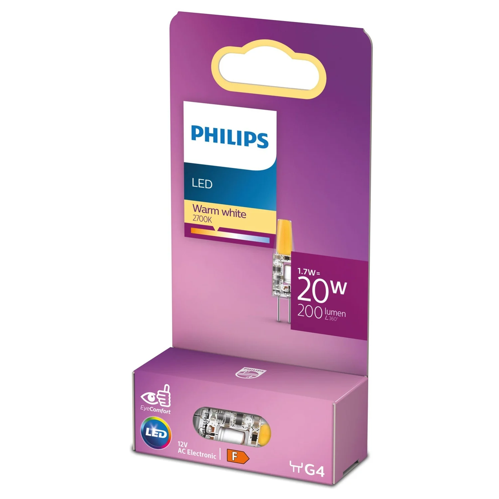 PHILIPS Lâmpada cápsula LED 20W G4 Branco Quente a unidade