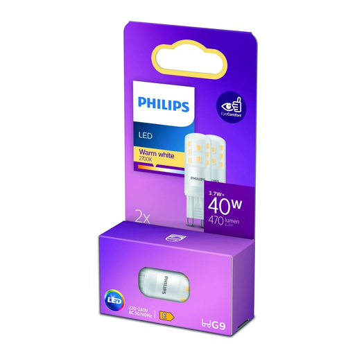 [8720169302037] PHILIPS LED G9 Capsule Bulb Warm White 40W, pack of 2 bulbs