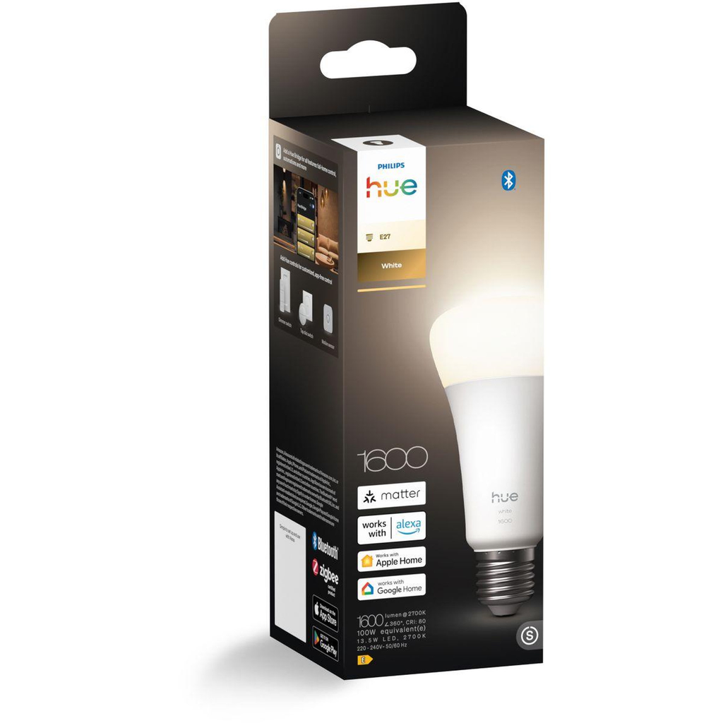 PHILIPS Ampoule Led Connectée A67 Lumière Blanche Chaude 2700K Culot E27 13,5W 1600 Lumens