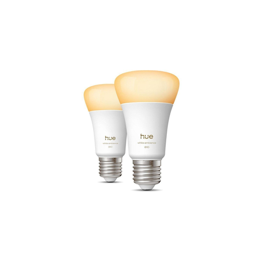 [8720169364004] PHILIPS 2 Lâmpadas LED Conectadas A60 Luz Branca Casquilho E27 6W 1000-2000K 810 Lúmenes