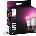 PHILIPS 2 Bombillas LED Conectadas A60 Luz Blanca y Color E27 8,1W 1100 Lúmenes