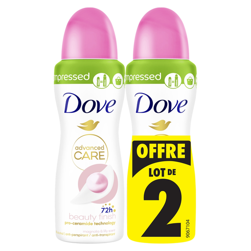 [8720181359934] DOVE Compressed Deodorant Spray Anti-perspirant Beauty Finish Advanced Care Magnolia Lilly Scent, 2-pack