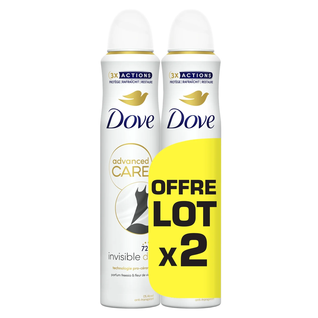 DOVE Desodorante spray Antitranspirante Invisible Dry Advanced Care lote de 2 sprays