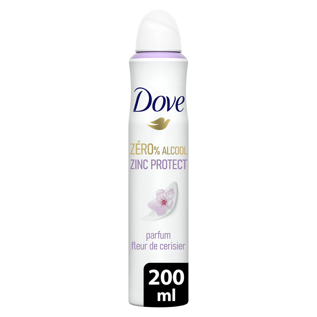 DOVE Desodorizante spray comprimido Zinc Protect Flor de cerejeira 0% Álcool 200 ml