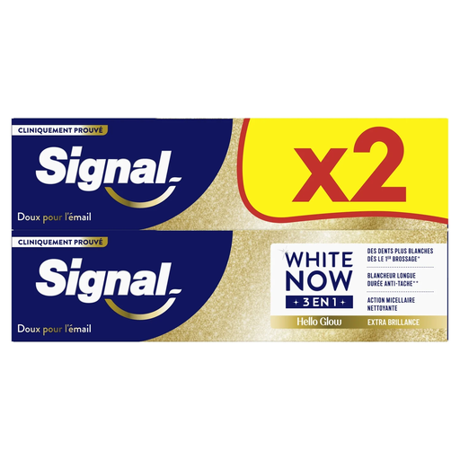[8720181755200] SIGNAL White Now 3in1 Hello Glow Toothpaste 2 x 75 ml
