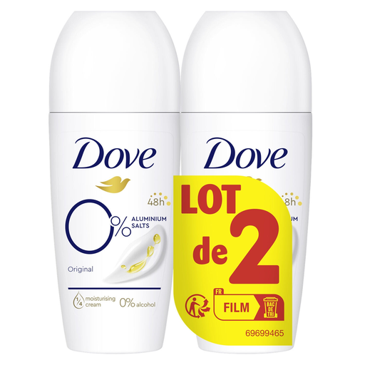 [8720182627704] DOVE Original 0% Aluminum Free Roll-on Deodorant 2x50 ml