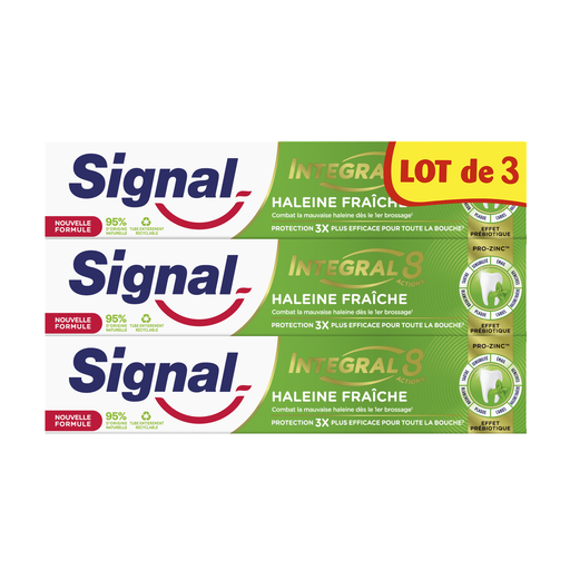 [8720182730442] SIGNAL Integral 8 Fresh Breath Prebiotic Toothpaste 3 x 75 ml