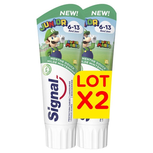 [8720182872579] SIGNAL Children's Toothpaste 6-13 years Mild Mint Mario License, 2-pack