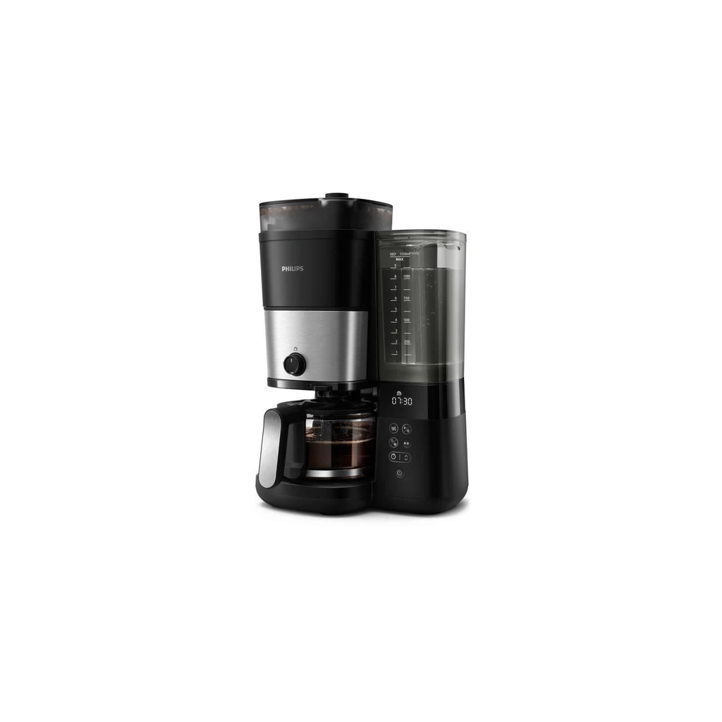 PHILIPS Cafetière Filtre HD7888/01 10 Tasses Broyeur Intégré Noir/Argent 1,25 L
