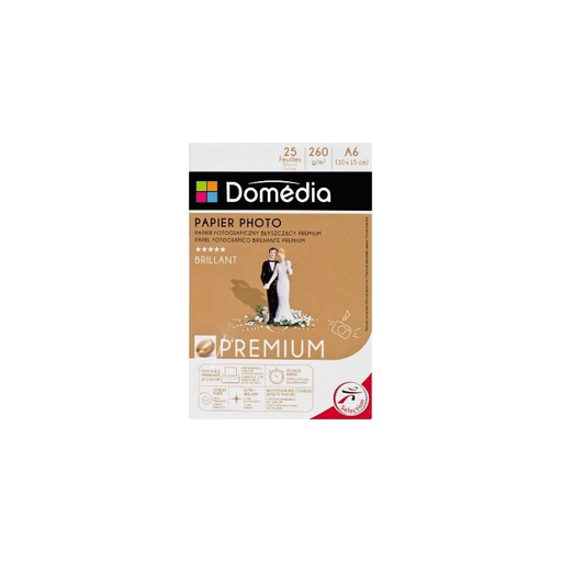 [3250391892129] DOMEDIA Papel Fotográfico A6 260g 25 folhas