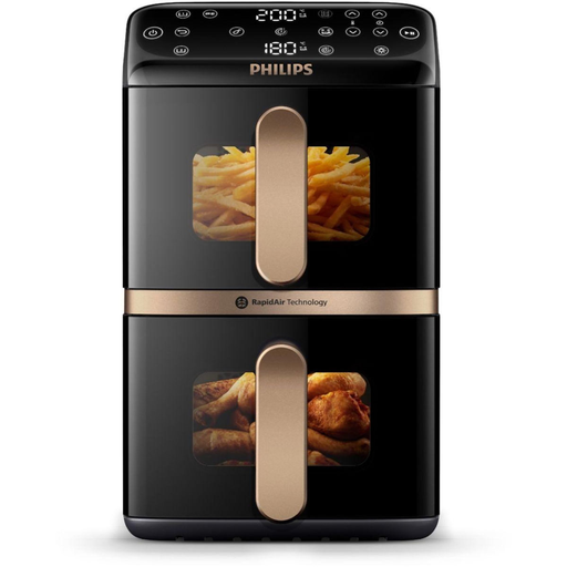 [8720389072239] PHILIPS Freidora sin aceite NA462/70 Vertical Duo Negro/Cobre 10 L