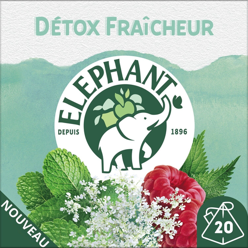 [8720608030361] ELEPHANT Infusión Reina de los Prados Menta Piperita Frambuesa Hoja de Ortiga Detox Frescura 20 bolsitas