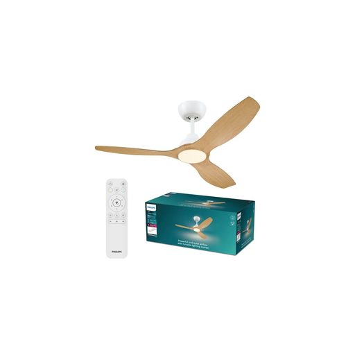 [8721103095923] PHILIPS Olas Ceiling Fan Integrated LED Wood White 132cm