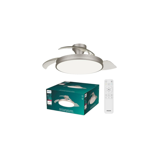 [8721103096081] PHILIPS Atlas Ceiling Fan With Retractable Blades Nickel With LED And Remote Control