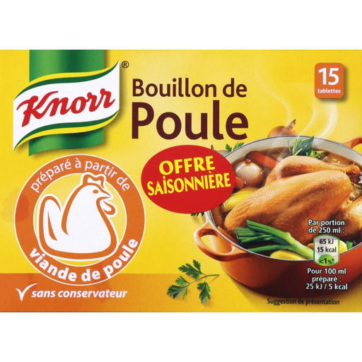 [8722700067672] KNORR Bouillon de poule déshydraté 15 tablettes de 10 g