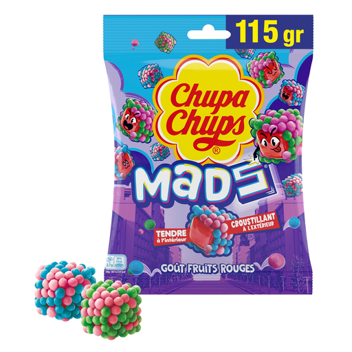 [8723400872900] CHUPA CHUPS Red Fruit Flavored Lollipops Mads 115 g