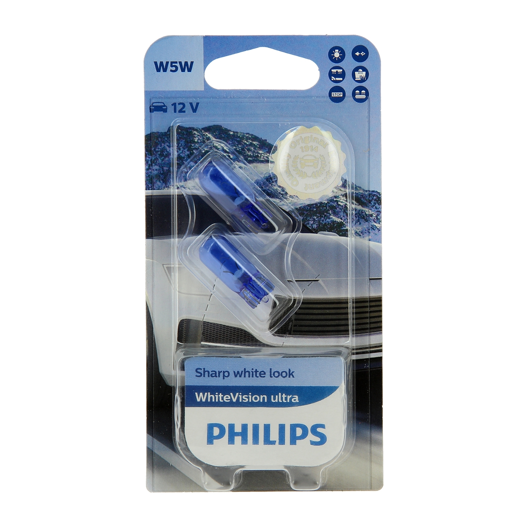 PHILIPS W5W WhiteVision ultra bulbs 12V 2 pack