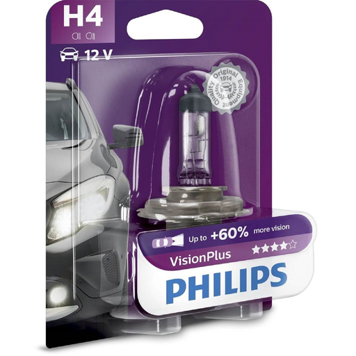 [8727900399349] PHILIPS Car Bulb H4 Vision Plus 60 1 unit