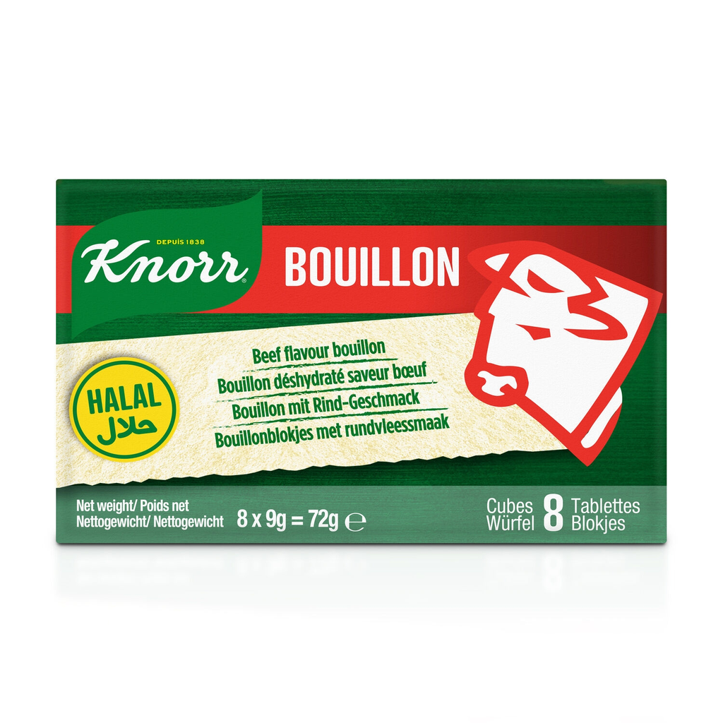 KNORR Caldo desidratado halal sabor vaca 8 pastilhas 72 g