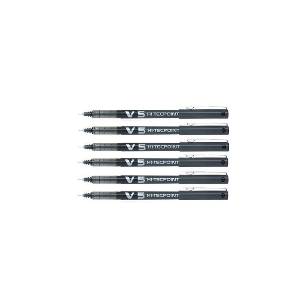 PILOT Stylos Roller Hi-tecpoint V5 Pointe Fine Noir 6 unités