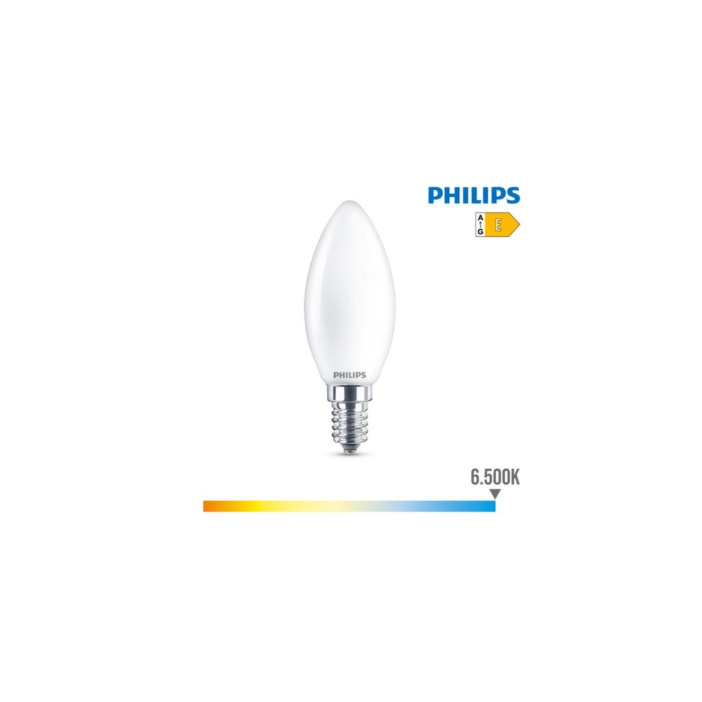 PHILIPS Lâmpada LED E14 6,5W Vela 6500K