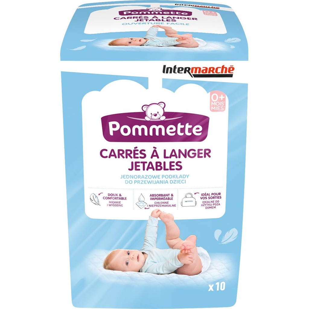 POMMETTE Carrés à langer jetables doux et confortable 10