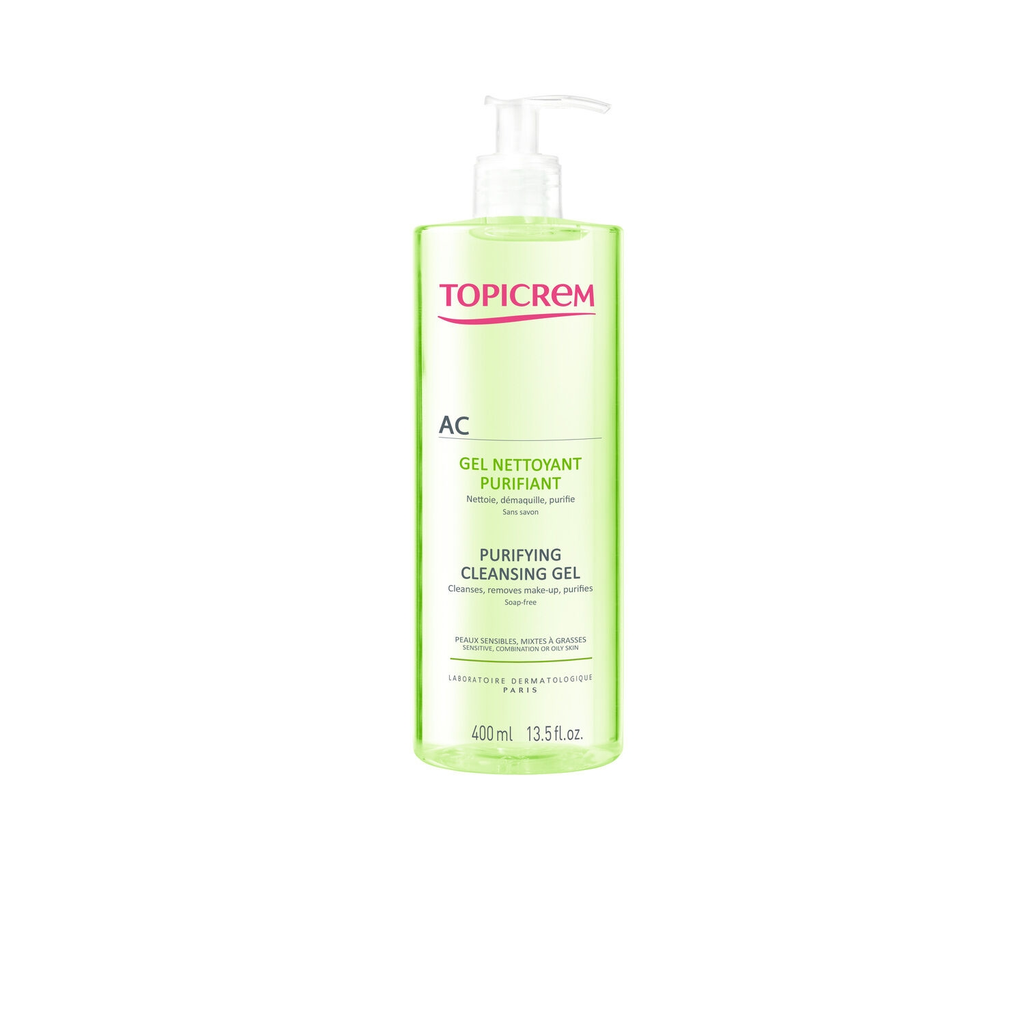 TOPICREM Gel Visage Peaux Sensibles Mixtes à Grasses Nettoyant et Démaquillant 400 ml
