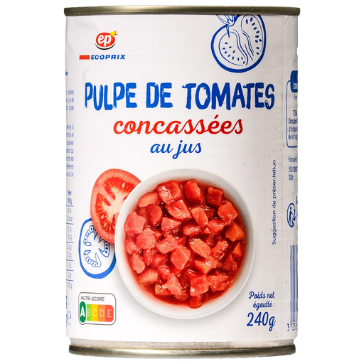 [3258565140380] 400G TOMATE PELEE AU JUS CONCASSEE EP
