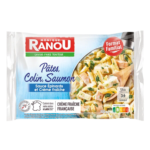 [3250392043872] MONIQUE RANOU Pâtes, colin, saumon sauce épinards et crème fraîche 900 g