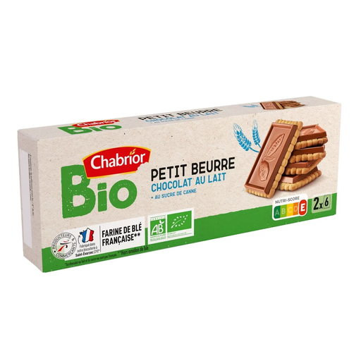 [3250392073725] CHABRIOR Petit beurre tableta chocolate leche BIO 150 g