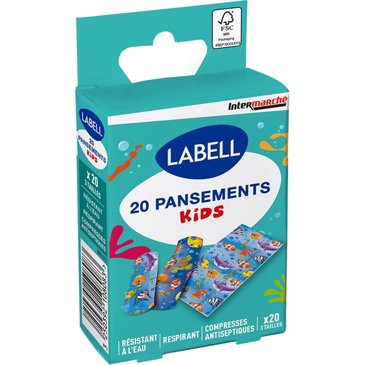 [3250392108083] LABELL Pensos Kids Peles Sensíveis Antisséticos 20 unidades