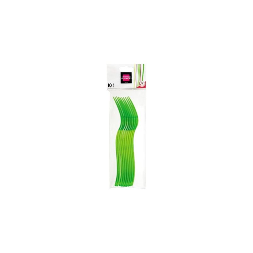 [3250392181581] DOMEDIA Green Transparent Forks X10