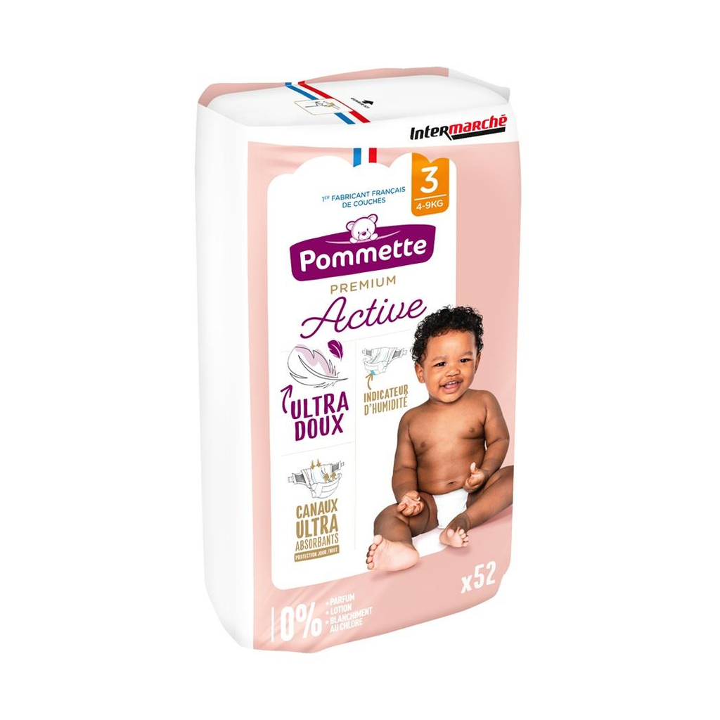 POMMETTE Couches Premium Active Taille 3 (4-9 kg)