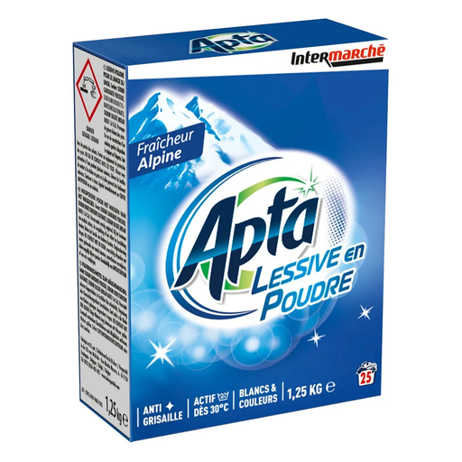 [3250392214555] APTA Lessive en poudre anti-grisaille actif dès 30°C blancs & couleurs 1,25 kg