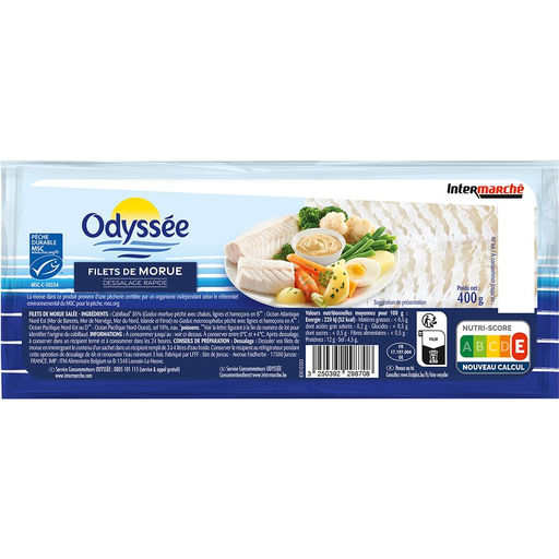 [3250392298708] ODYSSÉE Quick-desalting cod fillets 400 g
