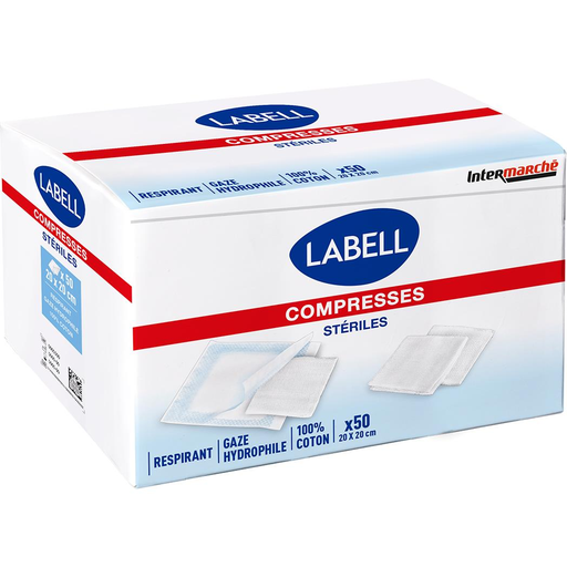 [3250392409081] LABELL Compressas estéreis gaze hidrófila 100% algodão respirável 50