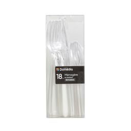 [3250392859558] DOMÉDIA Reusable plastic cutlery set, white 18 pieces