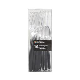 [3250392859596] DOMÉDIA Reusable plastic cutlery set, black 18 pieces