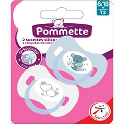 [3250393099762] POMMETTE Silicone physiological pacifiers T2 boy x2