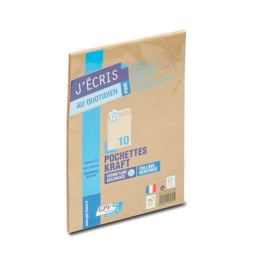 [3250650062805] GPV Envelopes Kraft C5 162x229mm Auto-adesivos pacote de 10
