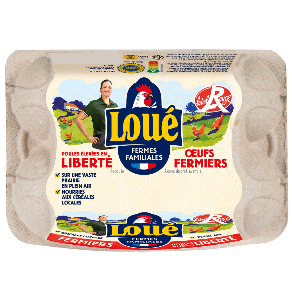 LOUE Huevos de gallinas camperas Label Rouge 6 piezas