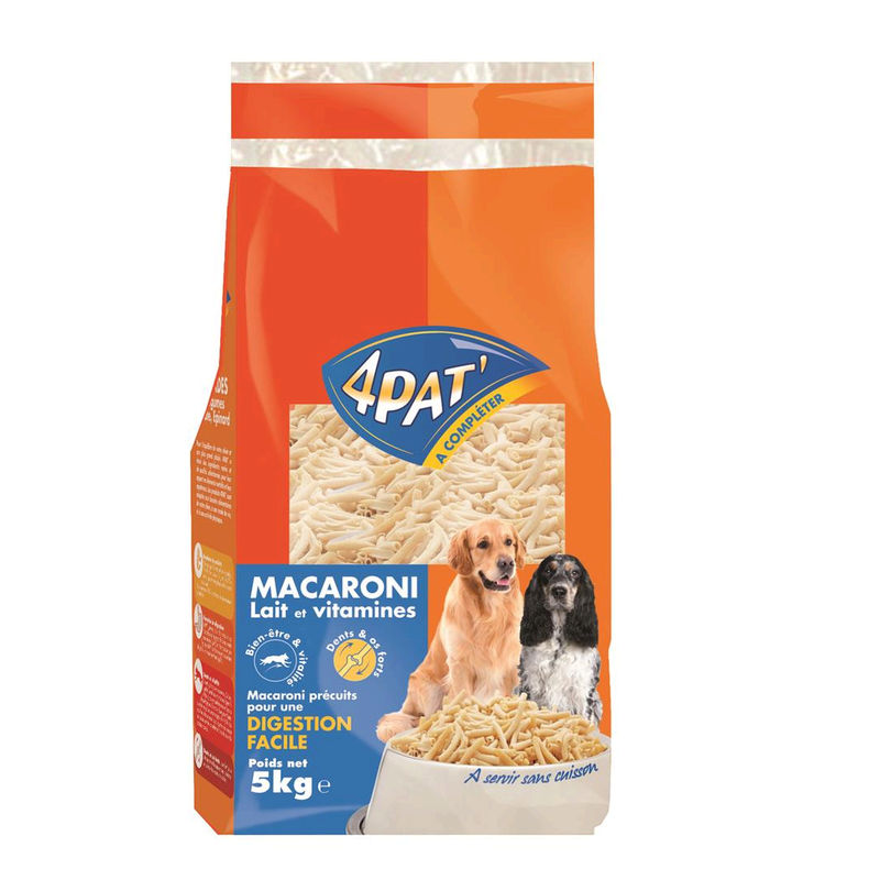 4 Pat' Macaroni Pour Chiens Sans Cuisson : Le Sac De 5 Kg