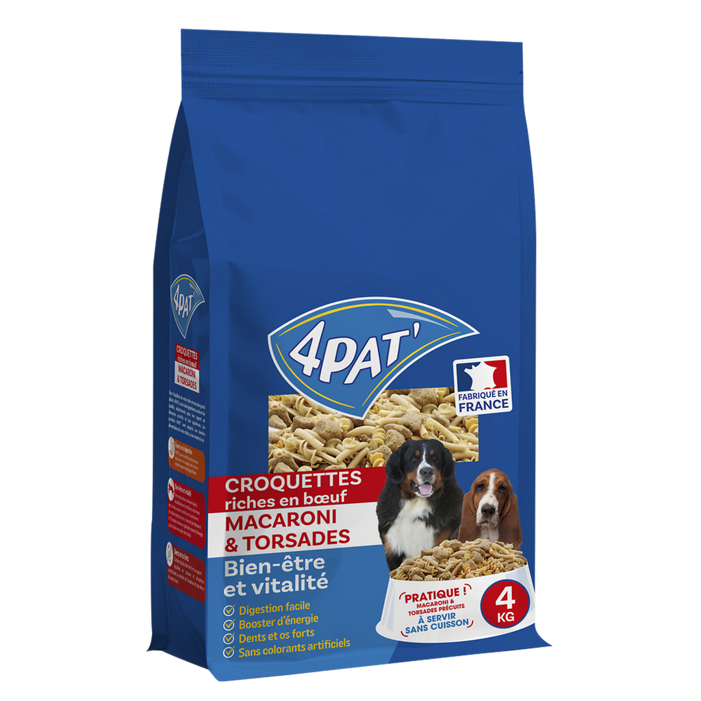 4PAT Macaroni and Beef-Rich Dog Kibble 4 kg