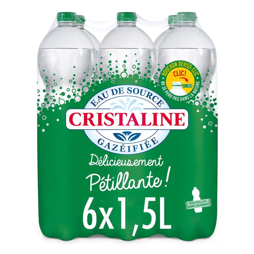 CRISTALINE Sparkling Spring Water 6 x 1.5 L