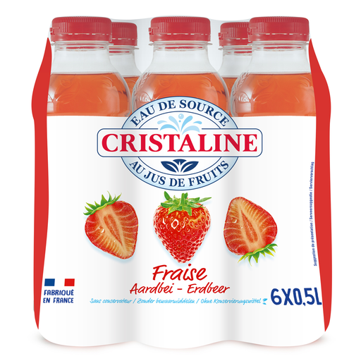 [3254382048342] CRISTALINE Eau de source aromatisée fraise 6 x 50 cl