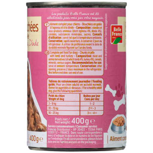 [3258561270210] BELLE FRANCE Bouchées en Gelée Chien Agneau Dinde 400 g