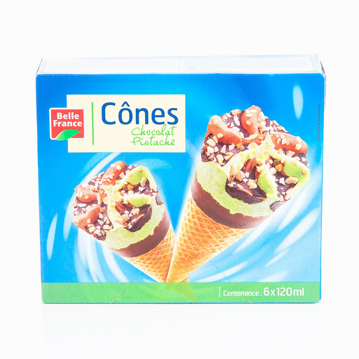 [3258561410296] BELLE FRANCE Conos Chocolate Pistacho 720 mL