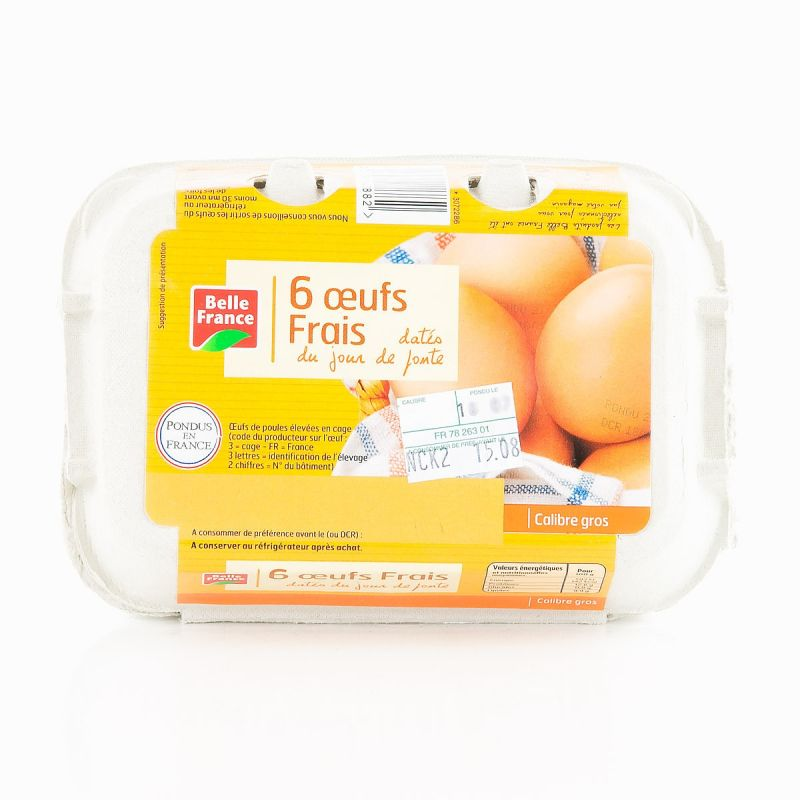 BELLE FRANCE 6 Fresh Large Eggs Dated by Laying Day 6 pcs