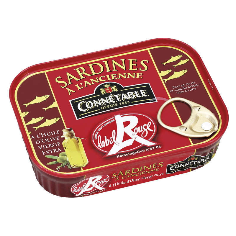Connetable Sardines Huile Olive Label Rouge 1/4